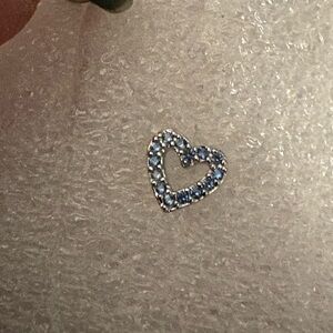 Nose Ring- Blue Sapphire Like Heart   Nose Stud Ring 20 G Stainless Steel
